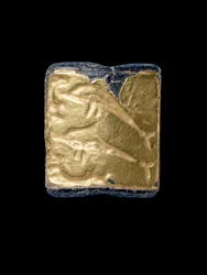 Delfin-Siegelstein, Kreta, Mittelminoisch, ca. 1800-1700 v. Chr. (Gold)